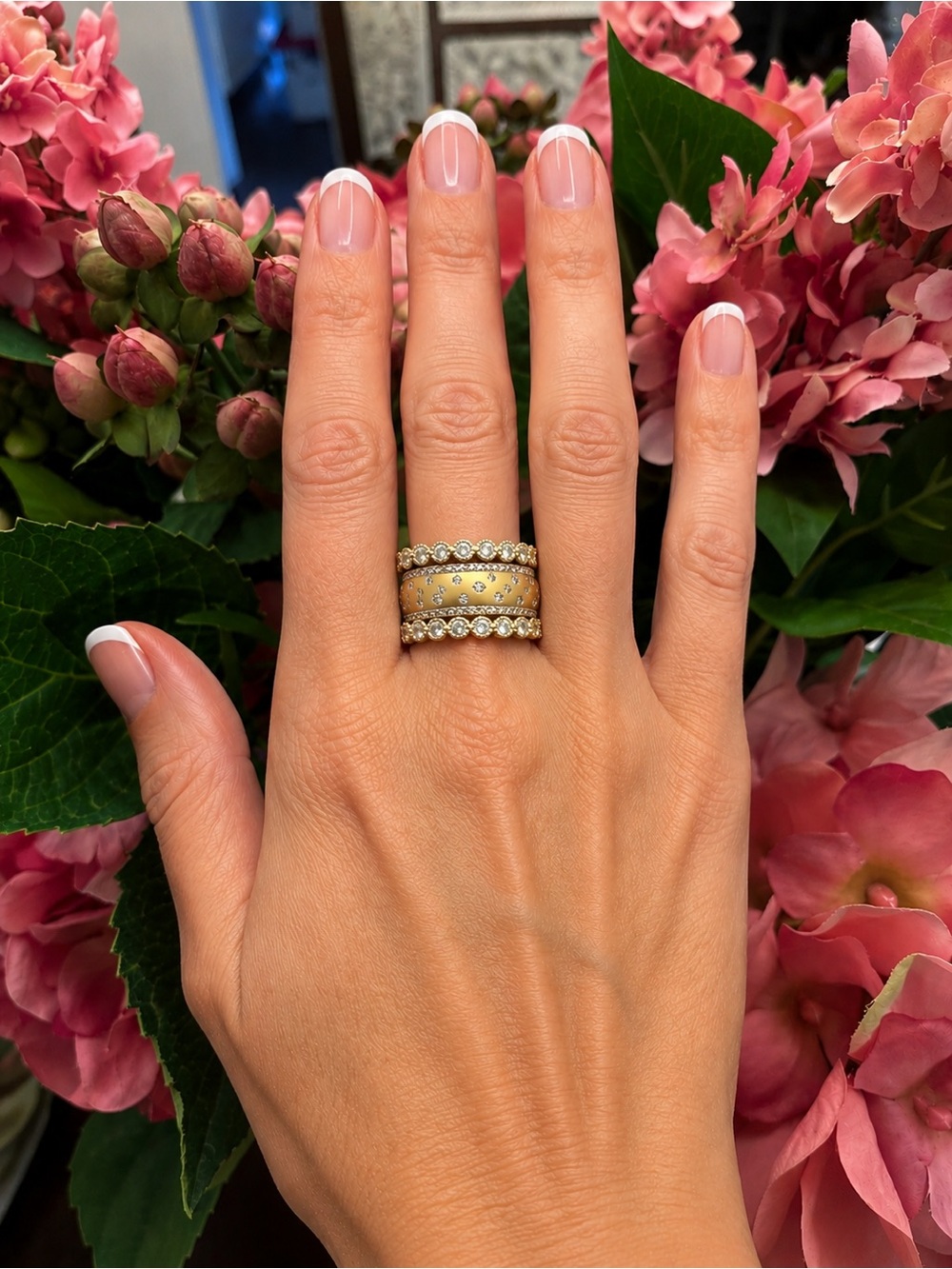 Freida Rothman (2) 925 Sterling Silver 14k Gold Bezel-Set CZ Stacking Rings - Picture 6 of 13